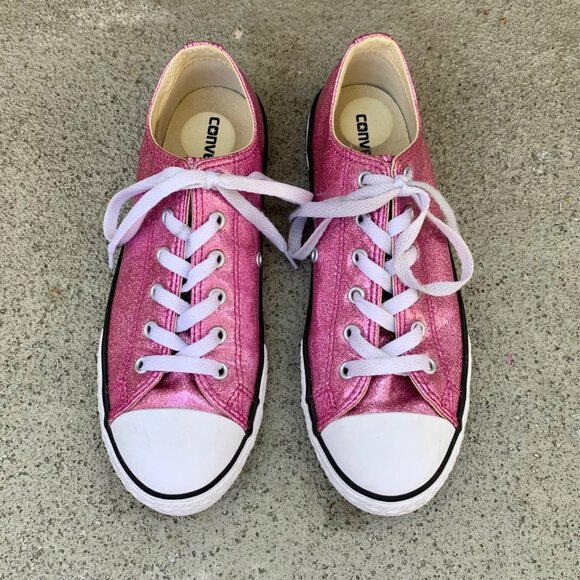 CONVERSE Pink Glitter Sneakers Girls 4.5 EU 37 Chuck Taylor All Star Shoe Shoe - Picture 9 of 9